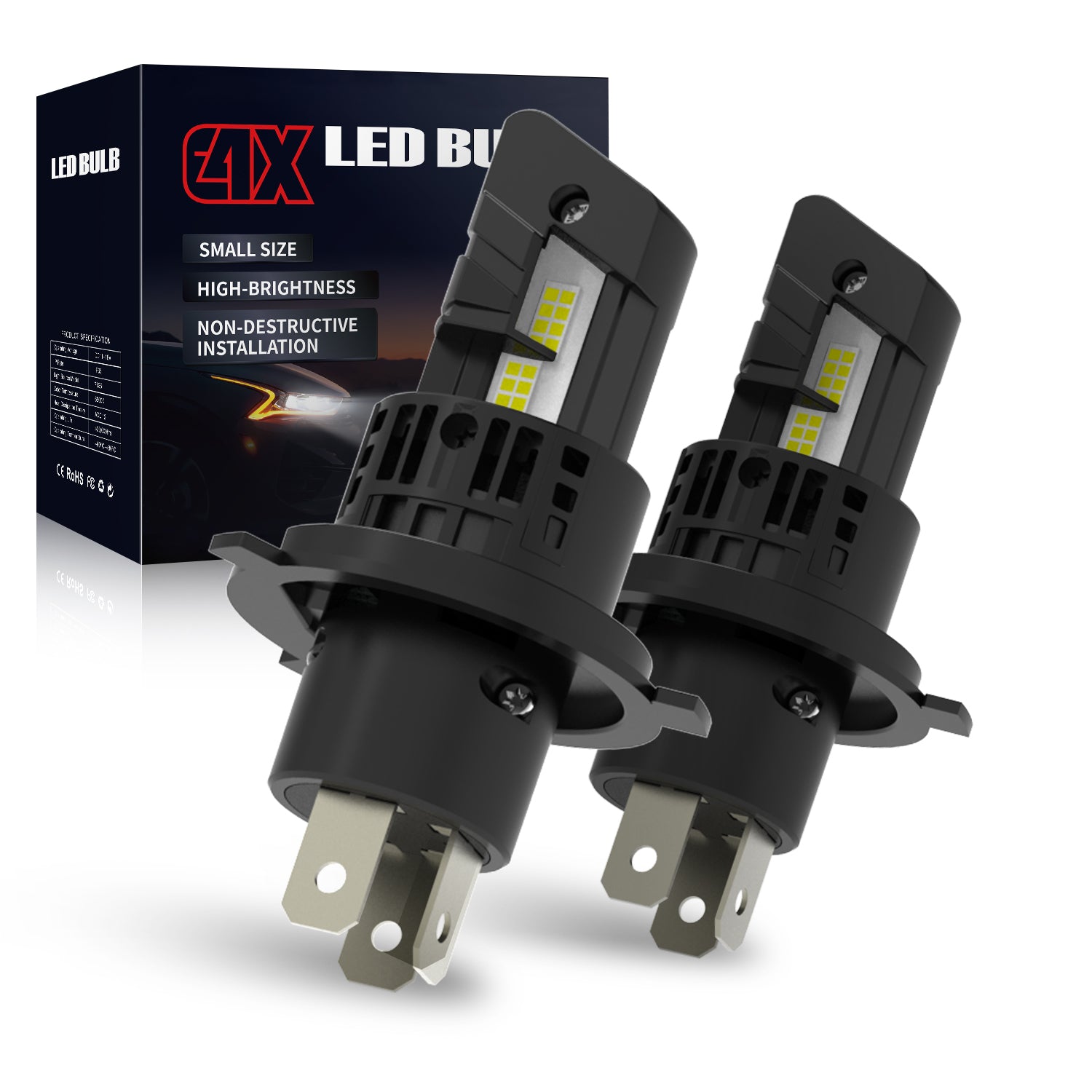E4X LED Headlight Bulbs: High Brightness, Easy Install, Long
