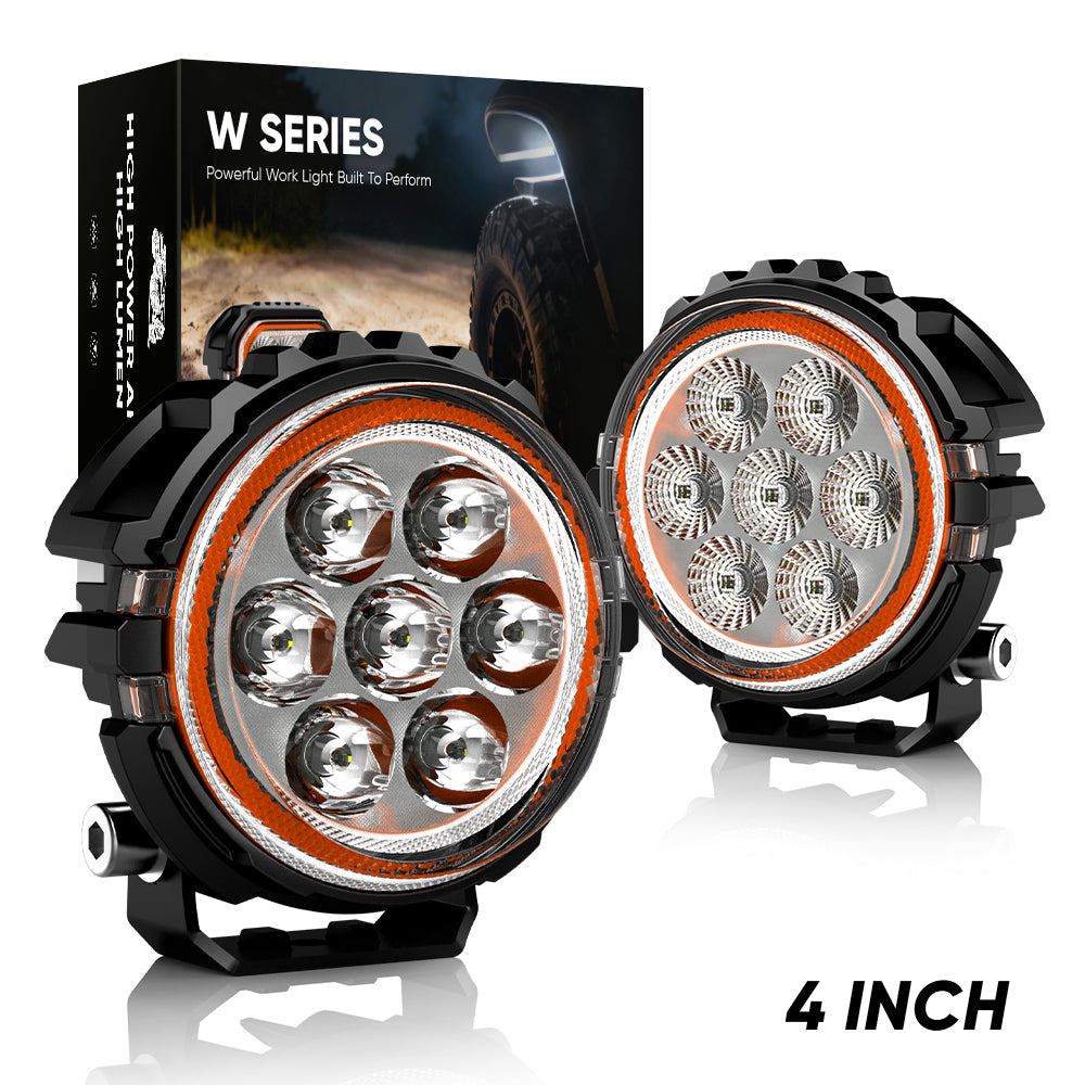 4 Inch Amber Backlit LED Work Lights 35W 45W Spot Flood 10 to 30V
