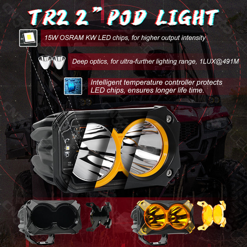 Load image into Gallery viewer, 2 Inch TR2 Pod Lights 30W Hyper Spot Osram LED with Covers