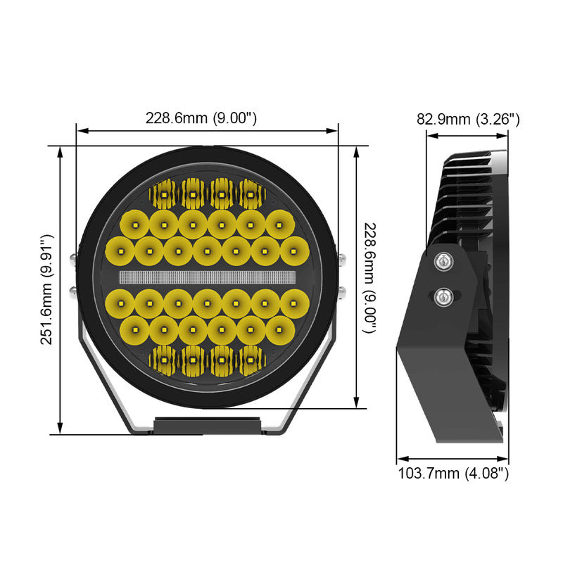 Cargue la imagen en el visor de la galería, 340W Round LED Auxiliary Light with Dynamic White & Amber DRL