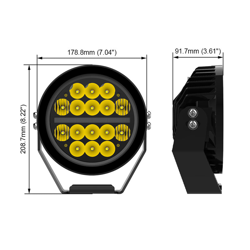 Cargue la imagen en el visor de la galería, 160W Round LED Auxiliary Light with Dynamic White & Amber DRL