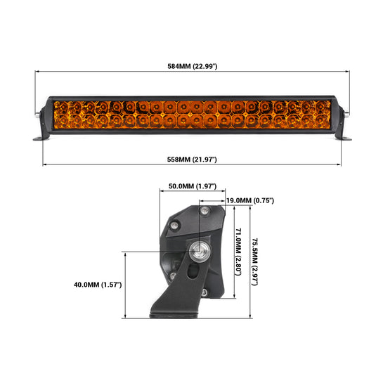 20-Inch 240W Dual Row Off-Road Amber LED Light Bar