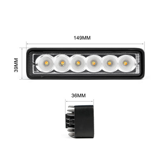 A1 Series 18W 6 Inches Small LED Light Bar White Amber Dual Color