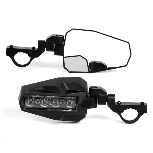 UTV Side Mirrors with Integrated LED Spot Lights Wholesale