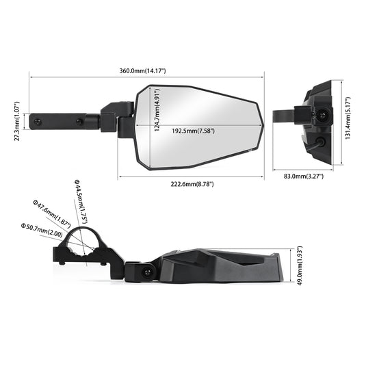 UTV Side Mirrors with Integrated LED Spot Lights Wholesale