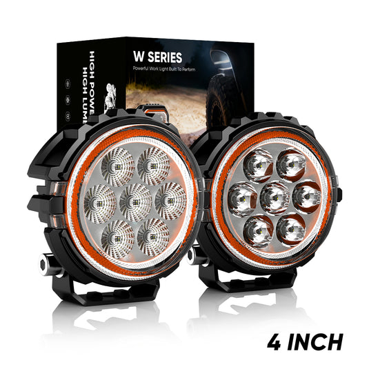 4 Inches LED Work Lights with 3D Halo DRL Backlit