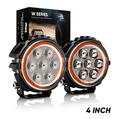 4 Inches LED Work Lights with 3D Halo DRL Backlit