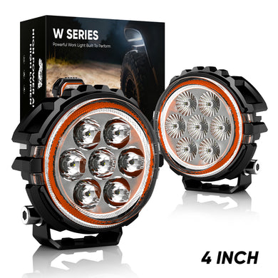 4 Inches LED Work Lights with 3D Halo DRL Backlit