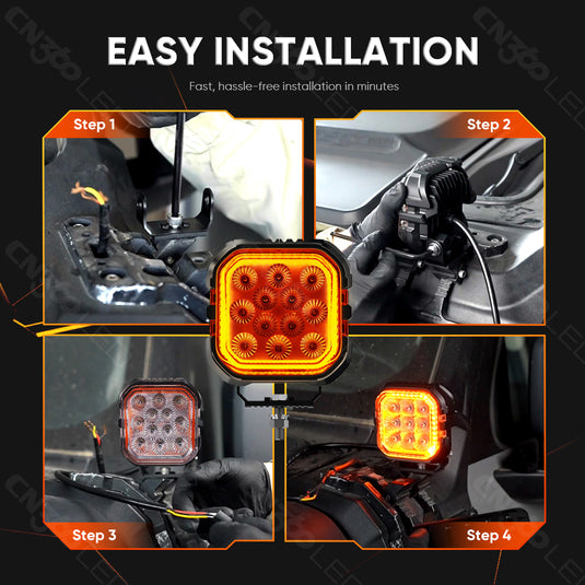 5 Inches LED Work Lights with 3D Halo DRL Backlit