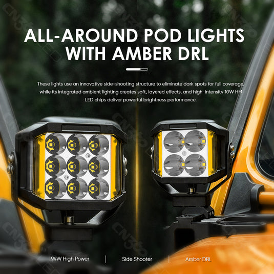 3064 Amber DRL LED Pod Work Lights