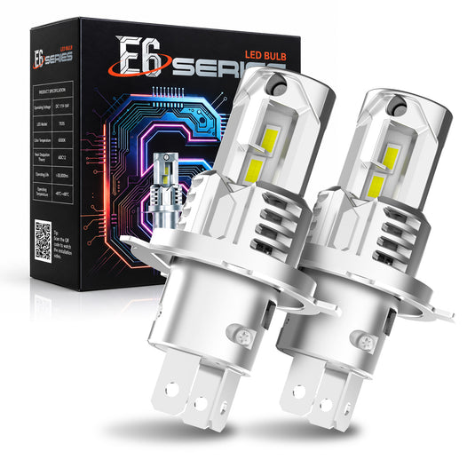 E6 Series H4/H19 Compact LED Headlight Bulbs