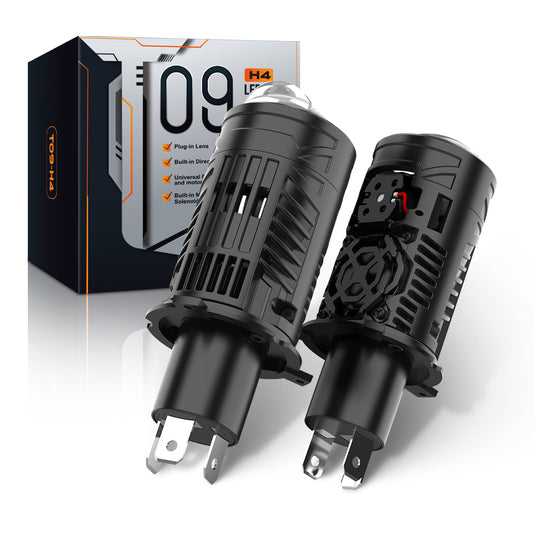 T09 Series H4/H19 LED Headlight Bulbs with Built-In Lens