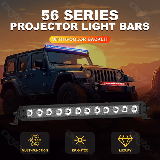 56 Series 41 Inch Combo Beam Projector Light Bar with Backlit