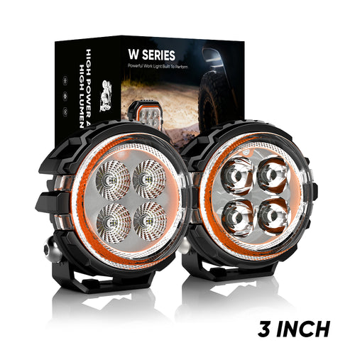 3 Inches LED Work Lights with 3D Halo DRL Backlit