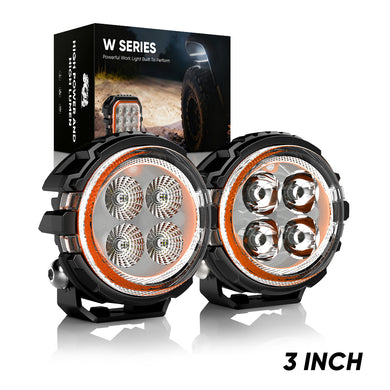 3 Inches LED Work Lights with 3D Halo DRL Backlit