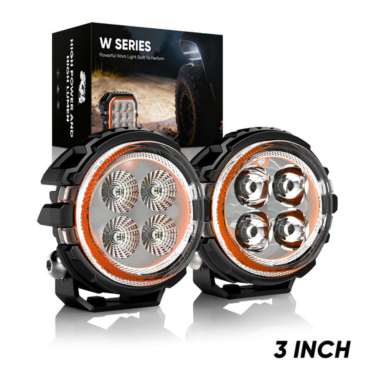 3 Inches LED Work Lights with 3D Halo DRL Backlit