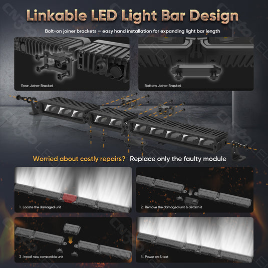 GT Series 10 Inch Dual Color Single Row Driving Light Bar