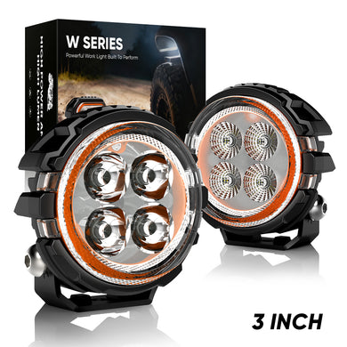 3 Inches LED Work Lights with 3D Halo DRL Backlit