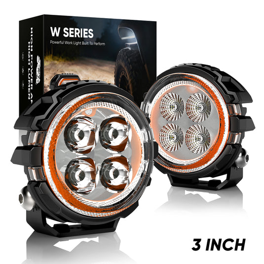 3 Inches LED Work Lights with 3D Halo DRL Backlit