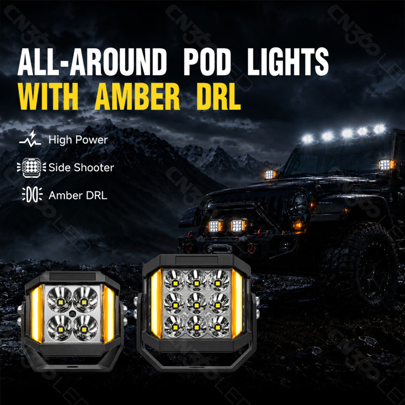 Cargue la imagen en el visor de la galería, 3064 Amber DRL LED Pod Work Lights
