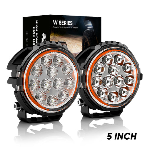 5 Inches LED Work Lights with 3D Halo DRL Backlit