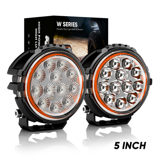5 Inch Amber Backlit LED Work Lights 60W Spot Flood 10 to 30V DC ...