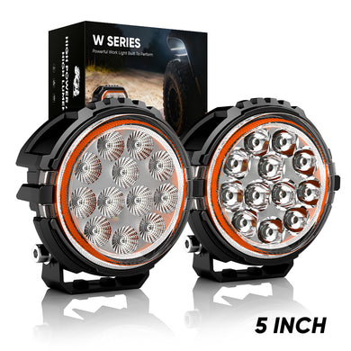 5 Inches LED Work Lights with 3D Halo DRL Backlit