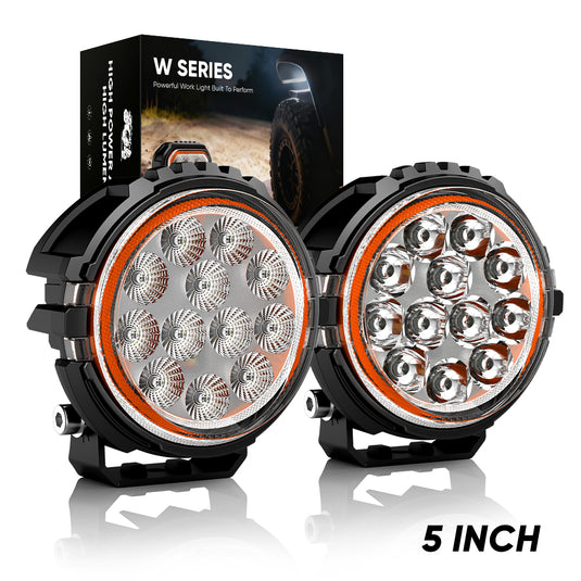 5 Inches LED Work Lights with 3D Halo DRL Backlit
