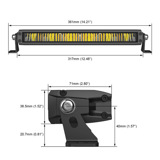 54B Series 13.5 Inch Single Row Dual Color LED Light Bar