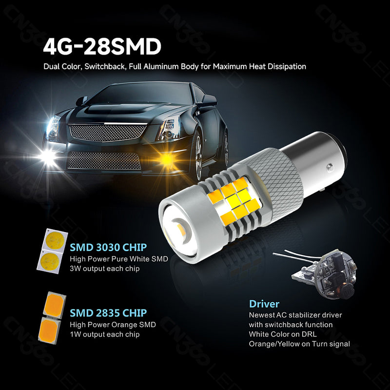 Cargue la imagen en el visor de la galería, 4G28 Series Dual Color LED Bulbs for Turn Signal &amp; DRL

