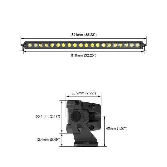 56 Series 32 Inch Projector Light Bars with 6 Color Backlit