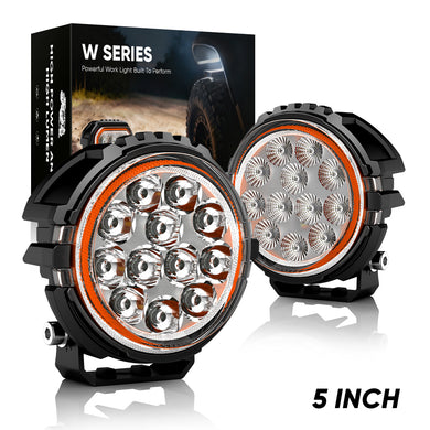 5 Inches LED Work Lights with 3D Halo DRL Backlit