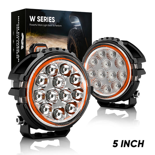 5 Inches LED Work Lights with 3D Halo DRL Backlit