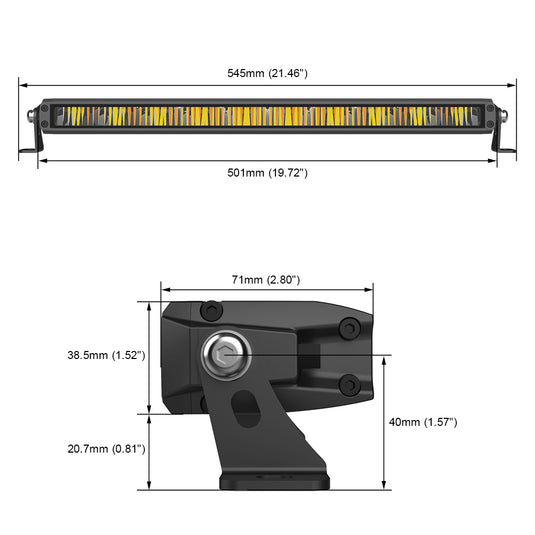 54B Series 20 Inch Single Row Dual Color LED Light Bar