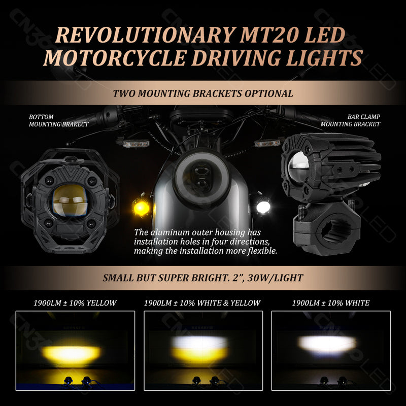 Load image into Gallery viewer, Dual Color 3 Modes Universal Fit Motorcycle LED Pod Lights
