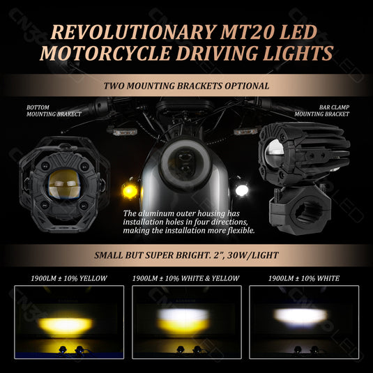 Dual Color 3 Modes Universal Fit Motorcycle LED Pod Lights