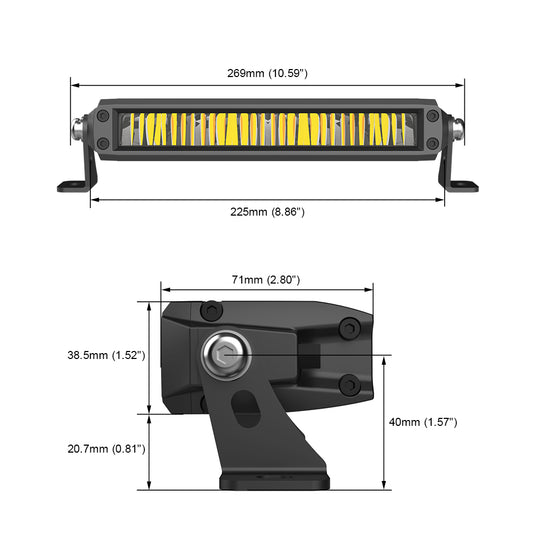 54B Series 10 Inch Single Row Dual Color LED Light Bar