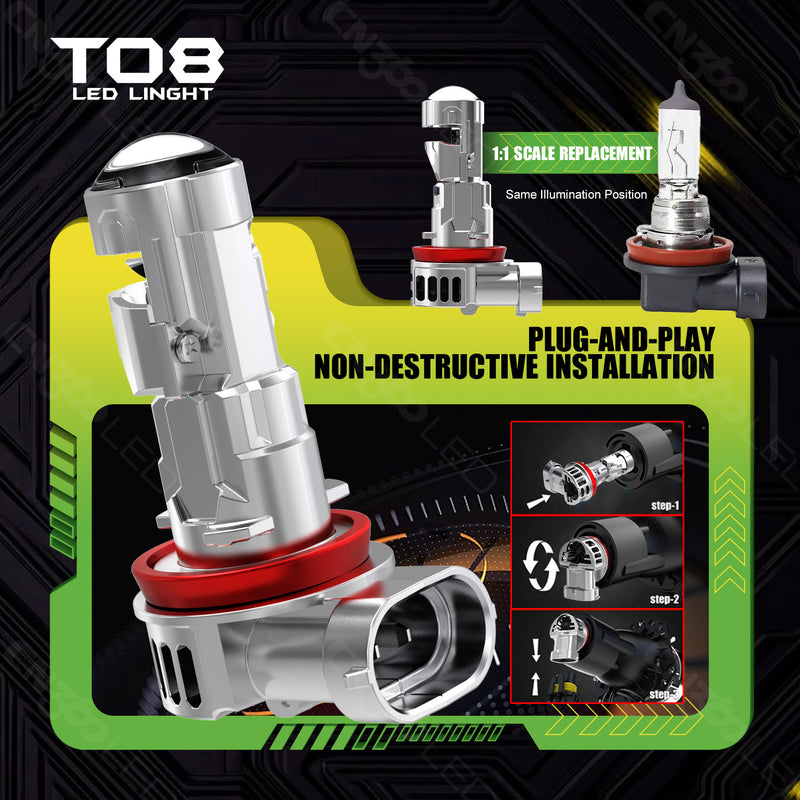 Загрузить изображение в просмотрщик галереи, T08 Series H7 LED Headlight Bulb with Optical Lens
