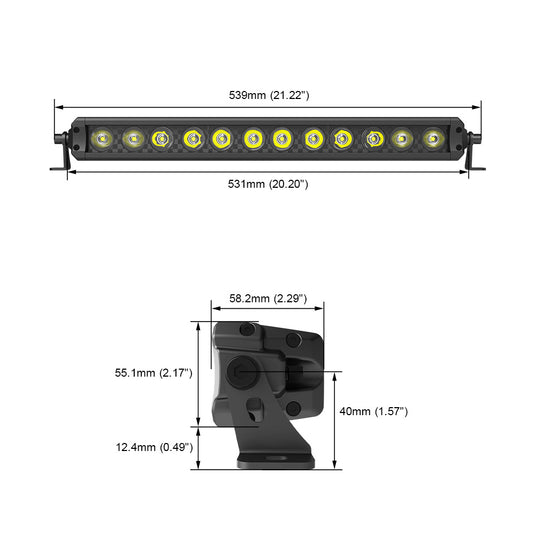 56 Series 120W 20 Inch Projector Single Row Light Bars
