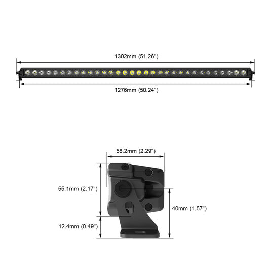 56 Series 50 Inch Combo Beam Projector Light Bar with Backlit