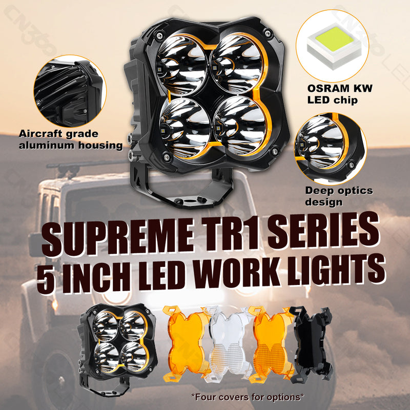 Load image into Gallery viewer, 5 Inch TR1 LED Work Lights 48W Spot Beam Iron Bracket
