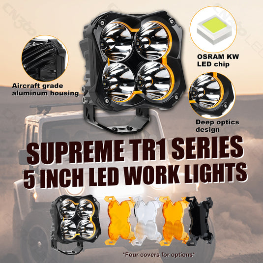 5 Inch TR1 LED Work Lights 48W Spot Beam Iron Bracket
