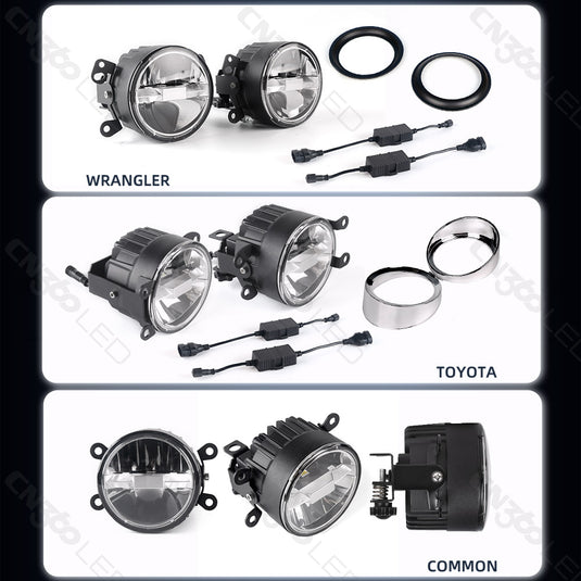 Universal OEM White and Yellow LED Fog Light Assembly Kit