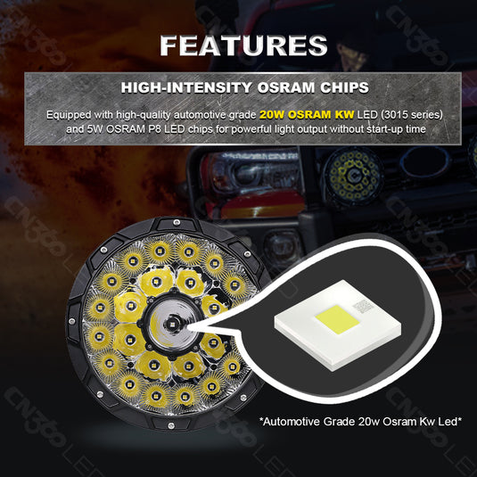 7 Inches Round LED Spot Lights for Construction and Offroading