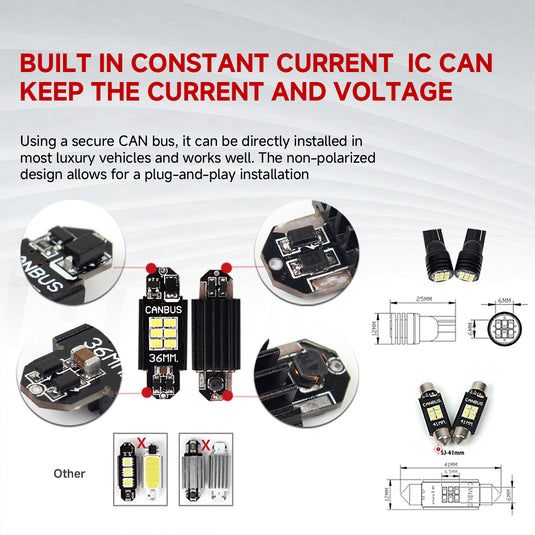 K6 Series T10 Canbus LED Bulb for Interior and License Plate Lights
