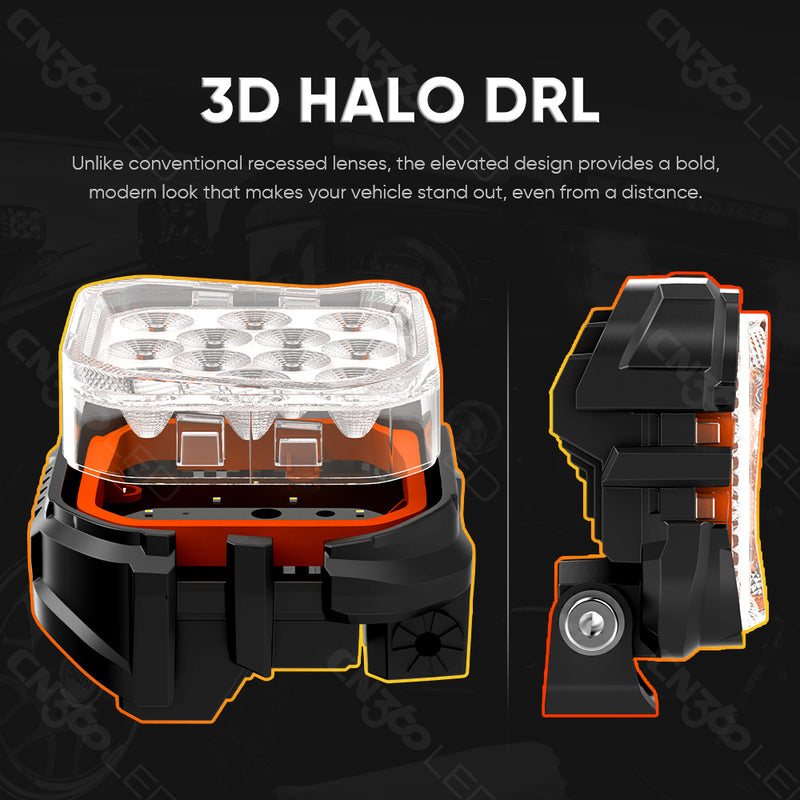 Load image into Gallery viewer, 5 Inches LED Work Lights with 3D Halo DRL Backlit
