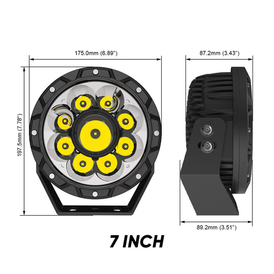 7 Inches Round LED Spot Lights for Construction and Offroading