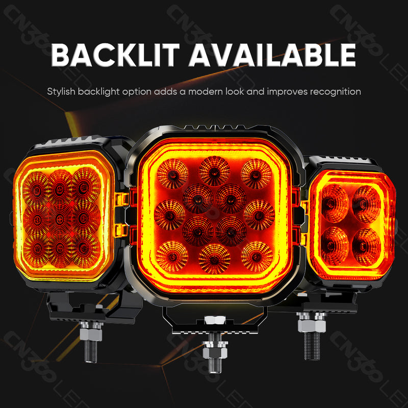 Load image into Gallery viewer, 4 Inches LED Work Lights with 3D Halo DRL Backlit
