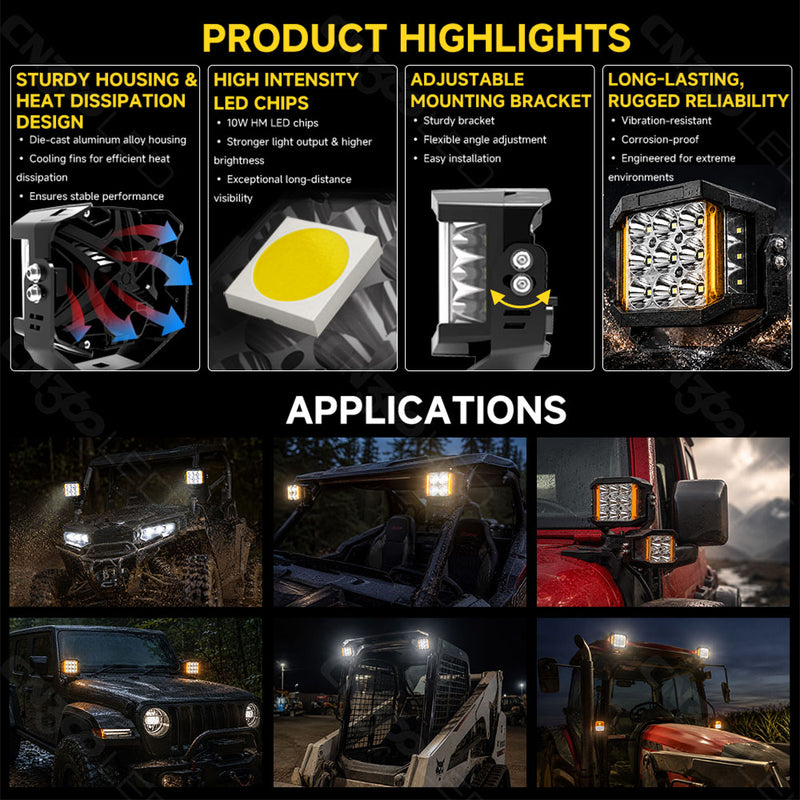 Cargue la imagen en el visor de la galería, 3064 Amber DRL LED Pod Work Lights
