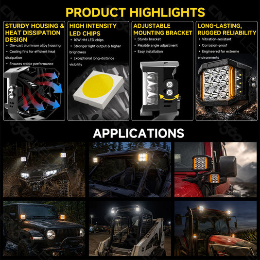3064 Amber DRL LED Pod Work Lights